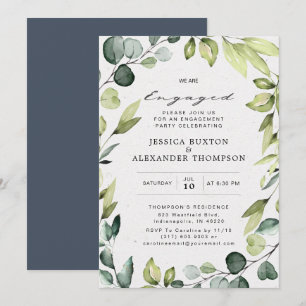 Invitation Elégant Eucalyptus Green Engagement Party