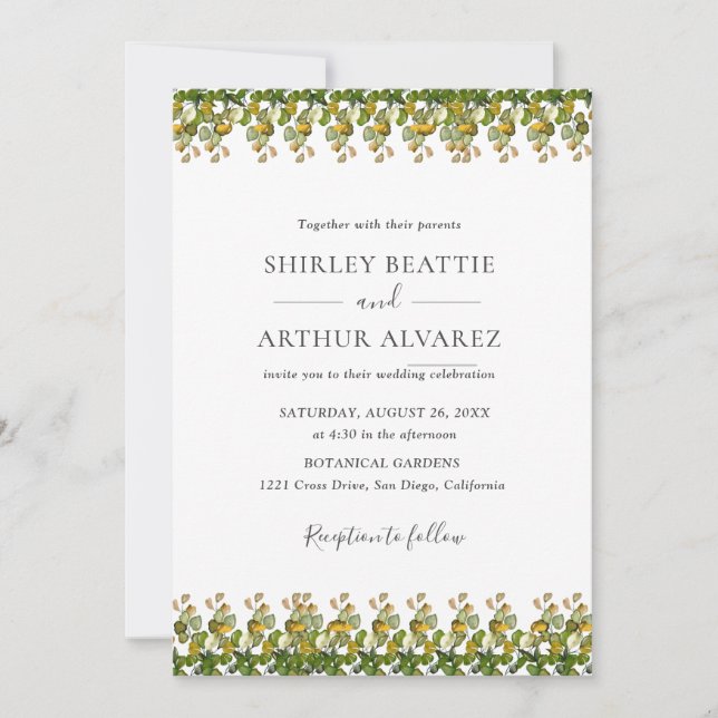 Invitation Elegant Eucalyptus Greenery Wedding (Devant)