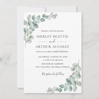 Invitation Elegant Eucalyptus Greenery Wedding