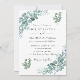 Invitation Elegant Eucalyptus Greenery Wedding