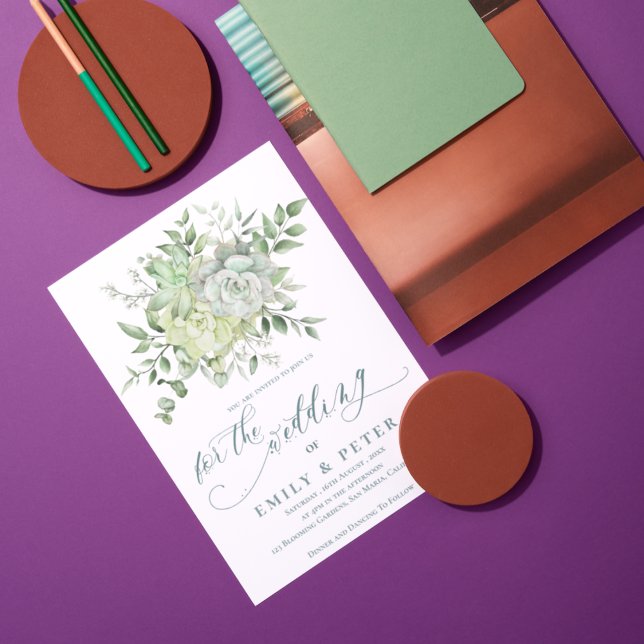 Invitation Elégant Eucalyptus Joli Mariage floral vert (Elegant Eucalyptus Pretty Green Floral Wedding Invitation)