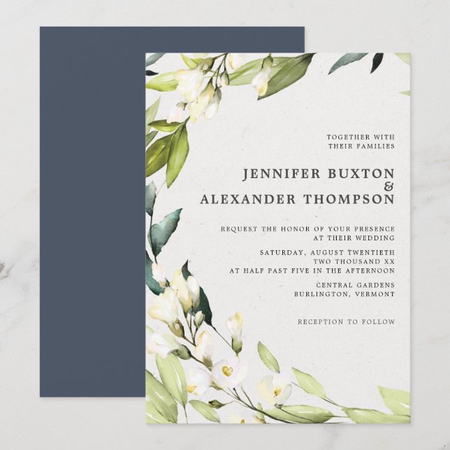 Invitation Elégant Eucalyptus Mariage de couronne de verdure (Devant / Derrière)
