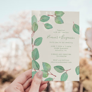 Invitation Élégant Eucalyptus Mariage Script