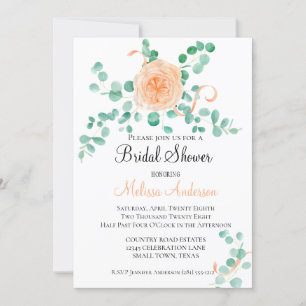 Invitation Elégant Eucalyptus Peach Floral