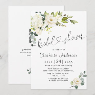 Invitation Élégant Eucalyptus Roses Blanches Baby Shower de M