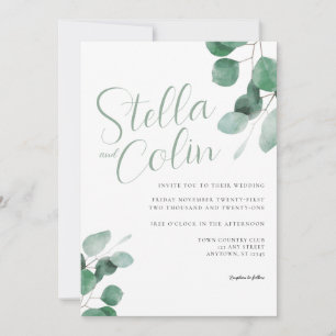 Invitation Elégant Eucalyptus Sage Green Mariage Invit