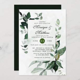 Invitation Elégant Eucalyptus Verdure Airy Rustic Mariage dan