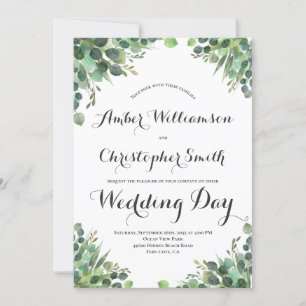 Invitation Elégant Eucalyptus Verdure Foliage Feuille Mariage