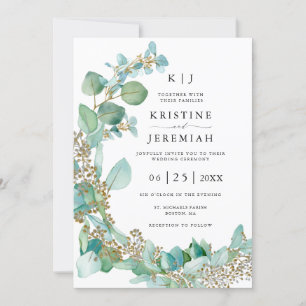 Invitation Elégant Eucalyptus Verdure Mariage aquarelle