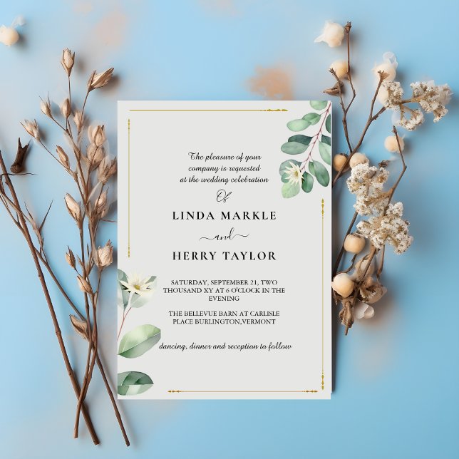 Invitation Elégant Eucalyptus Verdure Mariage floral (Créateur téléchargé)