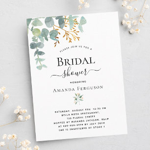 Invitation Élégant eucalyptus verdure or pour la douche de ma