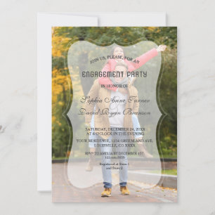 Invitation Élégant Faded Photo Geometry Engagement Party