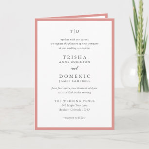 Invitation Élégant Faire Mariage Moderne Monogramme Rose Cora