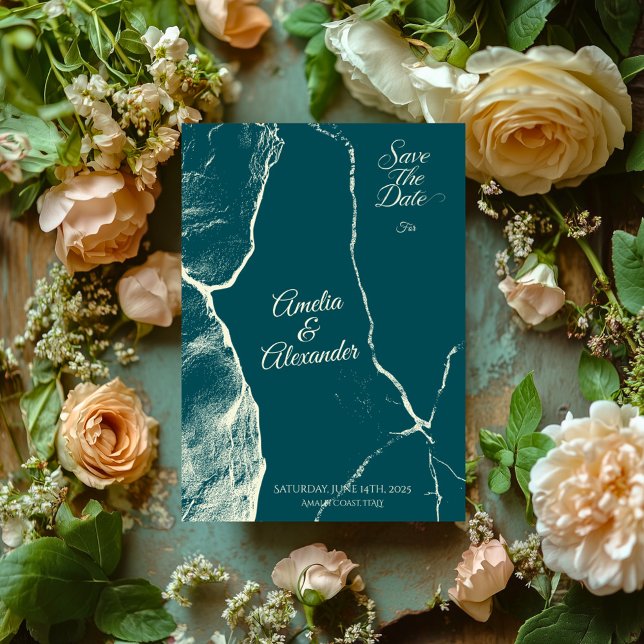 Invitation Élégant faire part à conserver bleu poussiéreux et (Créateur téléchargé)