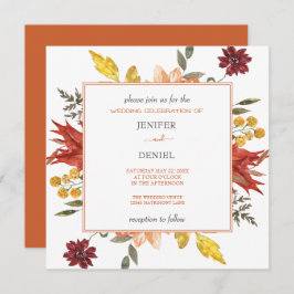 Invitation Elegant Fall Leaves Autumn Wedding 