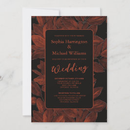 Invitation Elegant Fall Leaves Autumn Wedding Invite QR Code