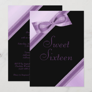 Invitation Élégant Faux Bow & Ribbon Sweet 16 Anniversaire