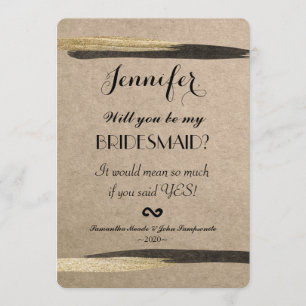 Invitation Élégant Faux Gold & Black Paint Strokes