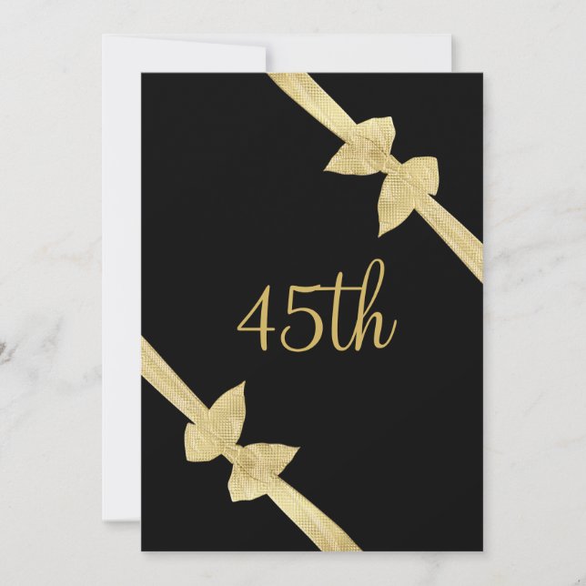 Invitation Elégant Faux Gold Bows 45e anniversaire (Devant)