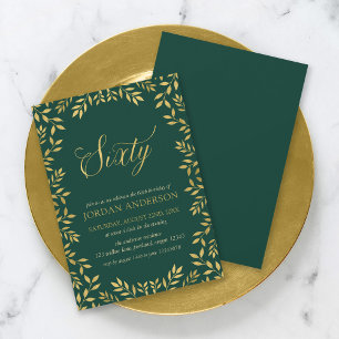 Invitation Elégant Faux Gold Feuilles 60e anniversaire