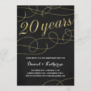 Invitation Élégant   Faux Gold Foil 20e anniversaire