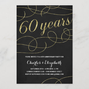 Invitation Élégant   Faux Gold Foil 60e anniversaire