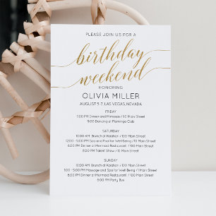 Invitation Elégant Faux Gold Weekend Anniversaire