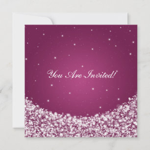 Invitation Élégant Fête de l'mariée Star Sparkle Berry rose