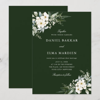 Invitation Élégant Feuillage Bohème Aquarelle Floral Mariage 