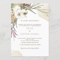 Élégant Feuille de palme Floral, Mariage de crème