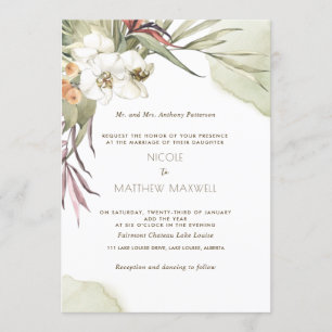 Invitation Élégant Feuille de palmier vert Mariage fleuri