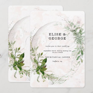 Invitation Élégant Feuille Eucalyptus Mariage rose pâle