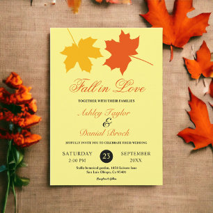 Invitation Élégant Feuilles Automne Jaune Mariage Floral Auto