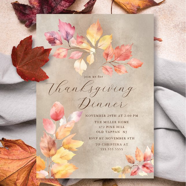 Invitation Élégant Feuilles d'automne Thanksgiving (Créateur téléchargé)