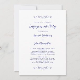 Invitation Élégant Fiançailles du mariage bleu Periwinkle