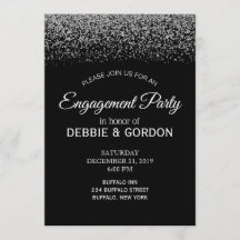 Élégant Fiançailles Mariage noir & blanc Diamond