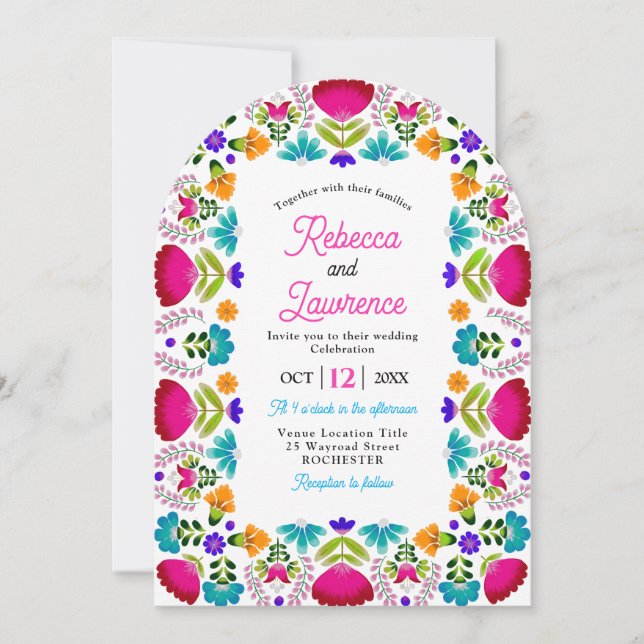 Invitation Elegant fiesta wedding white arched (Devant)