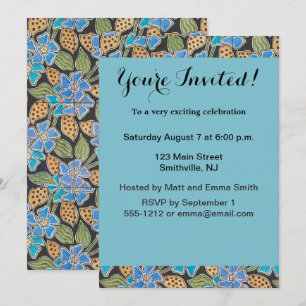 Invitation Élégant Fleur Bleu Périwinkle Floral Classic