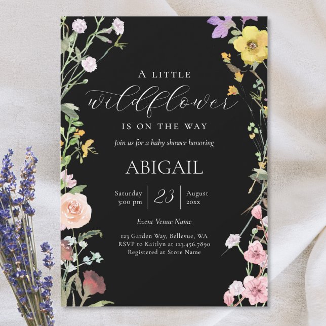 Invitation Elégant Fleur sauvage aquarelle Baby shower floral (Créateur téléchargé)