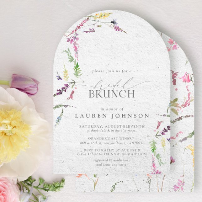 Invitation Elégant Fleur sauvage aquarelle Floral Bridal Brun (Créateur téléchargé)