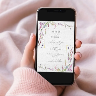 Invitation Elégant Fleur sauvage Aquarelle Mariage moderne