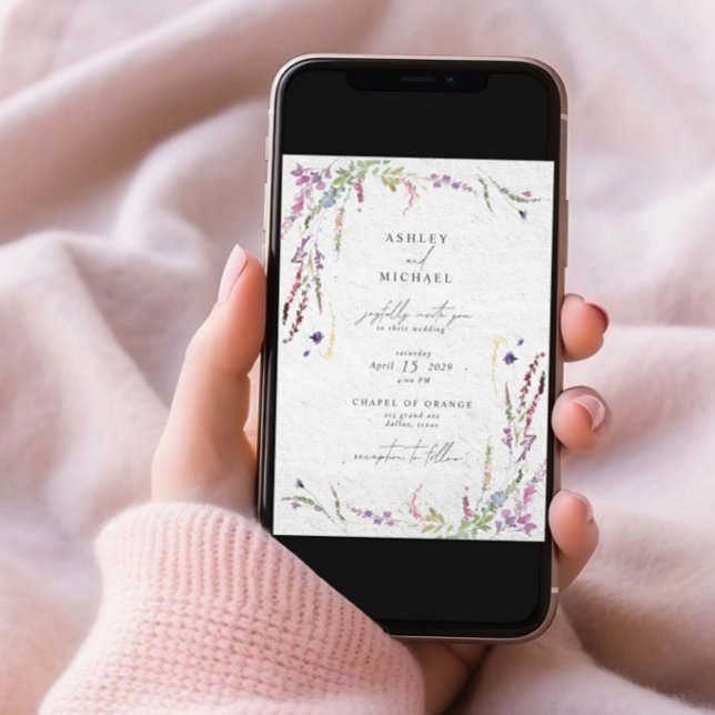 Invitation Elégant Fleur sauvage Aquarelle Mariage moderne (Créateur téléchargé)