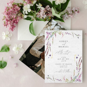 Invitation Elégant Fleur sauvage aquarelle Mariage photo mode