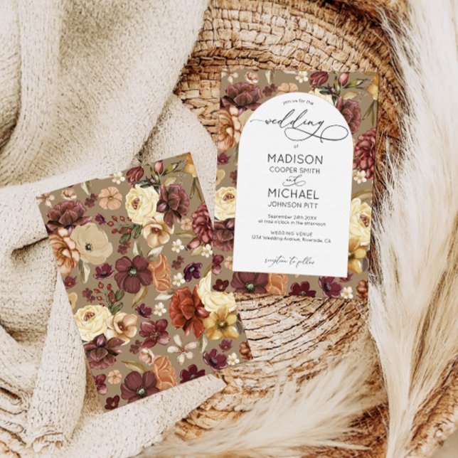 Invitation Élégant Fleur sauvage Automne Floral Arch Mariage (Créateur téléchargé)