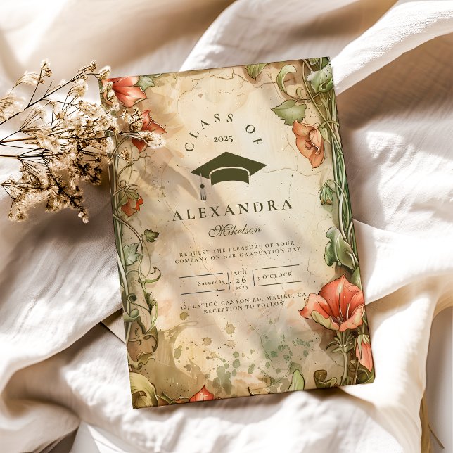 Invitation Élégant Fleur sauvage Bloom Graduation Party (Créateur téléchargé)