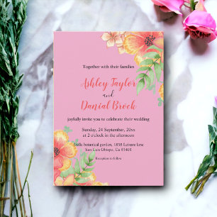 Invitation Élégant Fleur sauvage Blush Pink Boho Mariage Flor