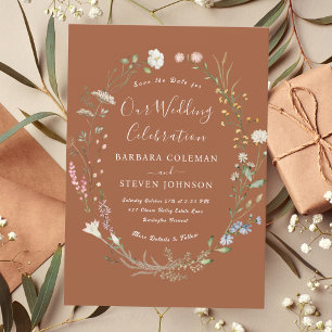 Invitation Élégant Fleur sauvage Boho rustique Mariage en ter