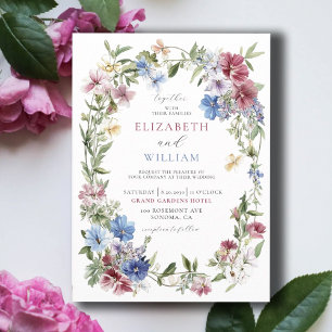 Invitation Elégant Fleur sauvage Boho Watercolor Mariage de c