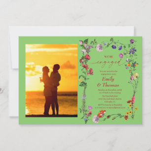Invitation élégant fleur sauvage coloré fiançailles mariage