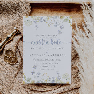 Invitation Élégant Fleur sauvage coloré Nuestra Boda Mariage